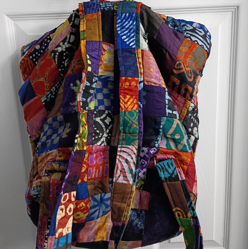 Reversible Colorful Patchwork Backpack - image 5